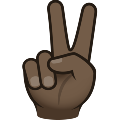 How Victory Hand: Dark Skin Tone emoji looks on Joypixels.