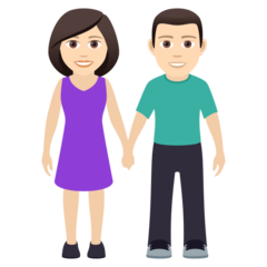 How Woman and Man Holding Hands: Light Skin Tone emoji looks on Joypixels.