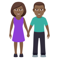 How Woman and Man Holding Hands: Medium-Dark Skin Tone emoji looks on Joypixels.