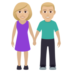 How Woman and Man Holding Hands: Medium-Light Skin Tone emoji looks on Joypixels.