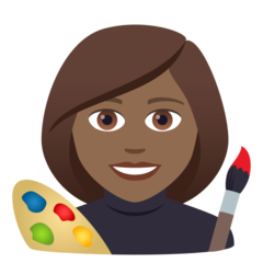 How Woman Artist: Medium-Dark Skin Tone emoji looks on Joypixels.