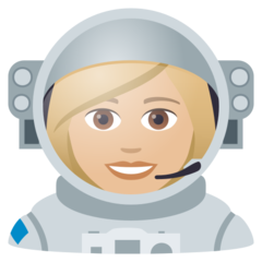 How Woman Astronaut: Medium-Light Skin Tone emoji looks on Joypixels.