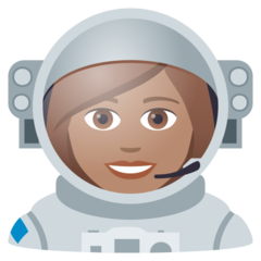 Hur Kvinnlig astronaut: mellanfärgad hy emoji ser ut på Joypixels.