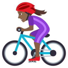 Come Ciclista donna: carnagione abbastanza scura emoji appare su Joypixels.