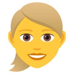 How Woman: Blond Hair emoji looks on Joypixels.