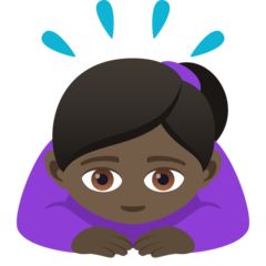 How Woman Bowing: Dark Skin Tone emoji looks on Joypixels.