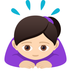 A quoi ressemblent les emoji Femme qui s’incline: peau claire sur Joypixels.