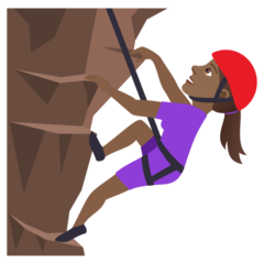 How Woman Climbing: Medium-Dark Skin Tone emoji looks on Joypixels.