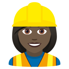 How Woman Construction Worker: Dark Skin Tone emoji looks on Joypixels.