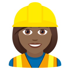 How Woman Construction Worker: Medium-Dark Skin Tone emoji looks on Joypixels.