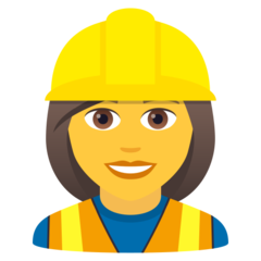 How Woman Construction Worker emoji looks on Joypixels.