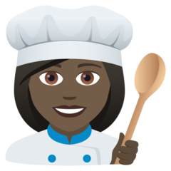 How Woman Cook: Dark Skin Tone emoji looks on Joypixels.