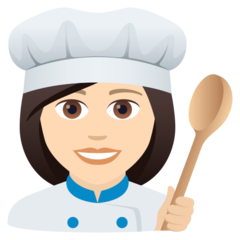 How Woman Cook: Light Skin Tone emoji looks on Joypixels.