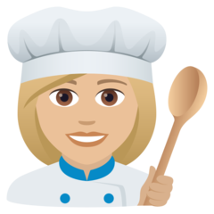 How Woman Cook: Medium-Light Skin Tone emoji looks on Joypixels.