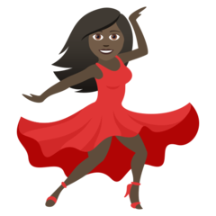 How Woman Dancing: Dark Skin Tone emoji looks on Joypixels.