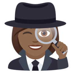 Hoe Vrouwelijke detective: donkergetinte huidskleur emoji eruit ziet op Joypixels.