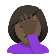 How Woman Facepalming: Dark Skin Tone emoji looks on Joypixels.