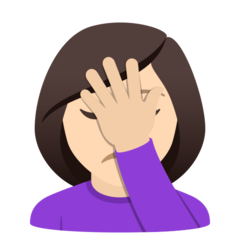 How Woman Facepalming: Light Skin Tone emoji looks on Joypixels.