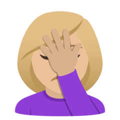 How Woman Facepalming: Medium-Light Skin Tone emoji looks on Joypixels.