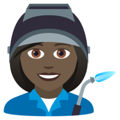 How Woman Factory Worker: Dark Skin Tone emoji looks on Joypixels.