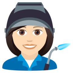 How Woman Factory Worker: Light Skin Tone emoji looks on Joypixels.