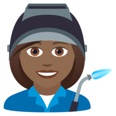 How Woman Factory Worker: Medium-Dark Skin Tone emoji looks on Joypixels.