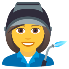 How Woman Factory Worker emoji looks on Joypixels.