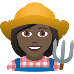 How Woman Farmer: Dark Skin Tone emoji looks on Joypixels.