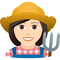 How Woman Farmer: Light Skin Tone emoji looks on Joypixels.