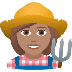 How Woman Farmer: Medium Skin Tone emoji looks on Joypixels.