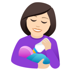 A quoi ressemblent les emoji Femme allaitant un bébé: peau claire sur Joypixels.