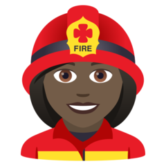 How Woman Firefighter: Dark Skin Tone emoji looks on Joypixels.