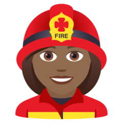 How Woman Firefighter: Medium-Dark Skin Tone emoji looks on Joypixels.