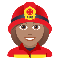 How Woman Firefighter: Medium Skin Tone emoji looks on Joypixels.