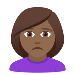 How Woman Frowning: Medium-Dark Skin Tone emoji looks on Joypixels.