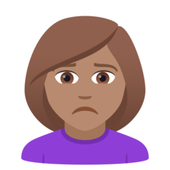 How Woman Frowning: Medium Skin Tone emoji looks on Joypixels.