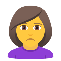 How Woman Frowning emoji looks on Joypixels.