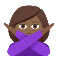 How Woman Gesturing NO: Medium-Dark Skin Tone emoji looks on Joypixels.