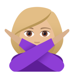 A quoi ressemblent les emoji Femme faisant un geste d’interdiction: peau moyennement claire sur Joypixels.