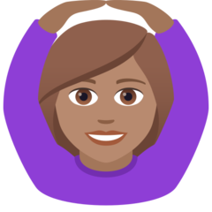 How Woman Gesturing OK: Medium Skin Tone emoji looks on Joypixels.