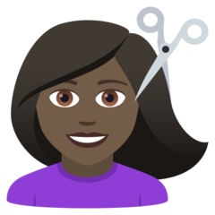 Bagaimana emoji Perempuan digunting rambut: ton kulit gelap kelihatan di Joypixels.