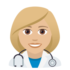 How Woman Health Worker: Medium-Light Skin Tone emoji looks on Joypixels.