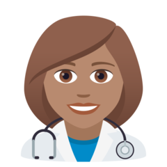 How Woman Health Worker: Medium Skin Tone emoji looks on Joypixels.