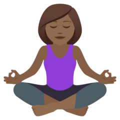 How Woman in Lotus Position: Medium-Dark Skin Tone emoji looks on Joypixels.