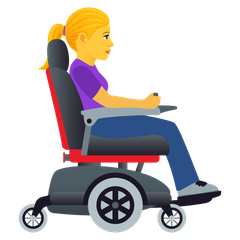 How Woman in Motorized Wheelchair Facing Right emoji looks on Joypixels.