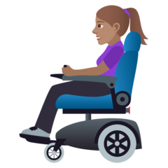 How Woman in Motorized Wheelchair: Medium Skin Tone emoji looks on Joypixels.