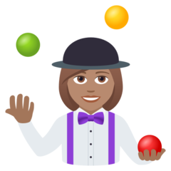 Come Giocoliere donna: carnagione olivastra emoji appare su Joypixels.