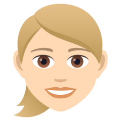 How Woman: Light Skin Tone, Blond Hair emoji looks on Joypixels.