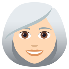 Como o emoji do Mulher: pele clara e cabelo branco é exibido no Joypixels.