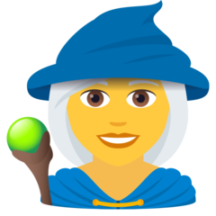 Hur Kvinnlig magiker emoji ser ut på Joypixels.